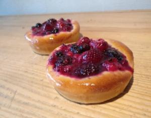 Organic red fruit brioche tartlet
